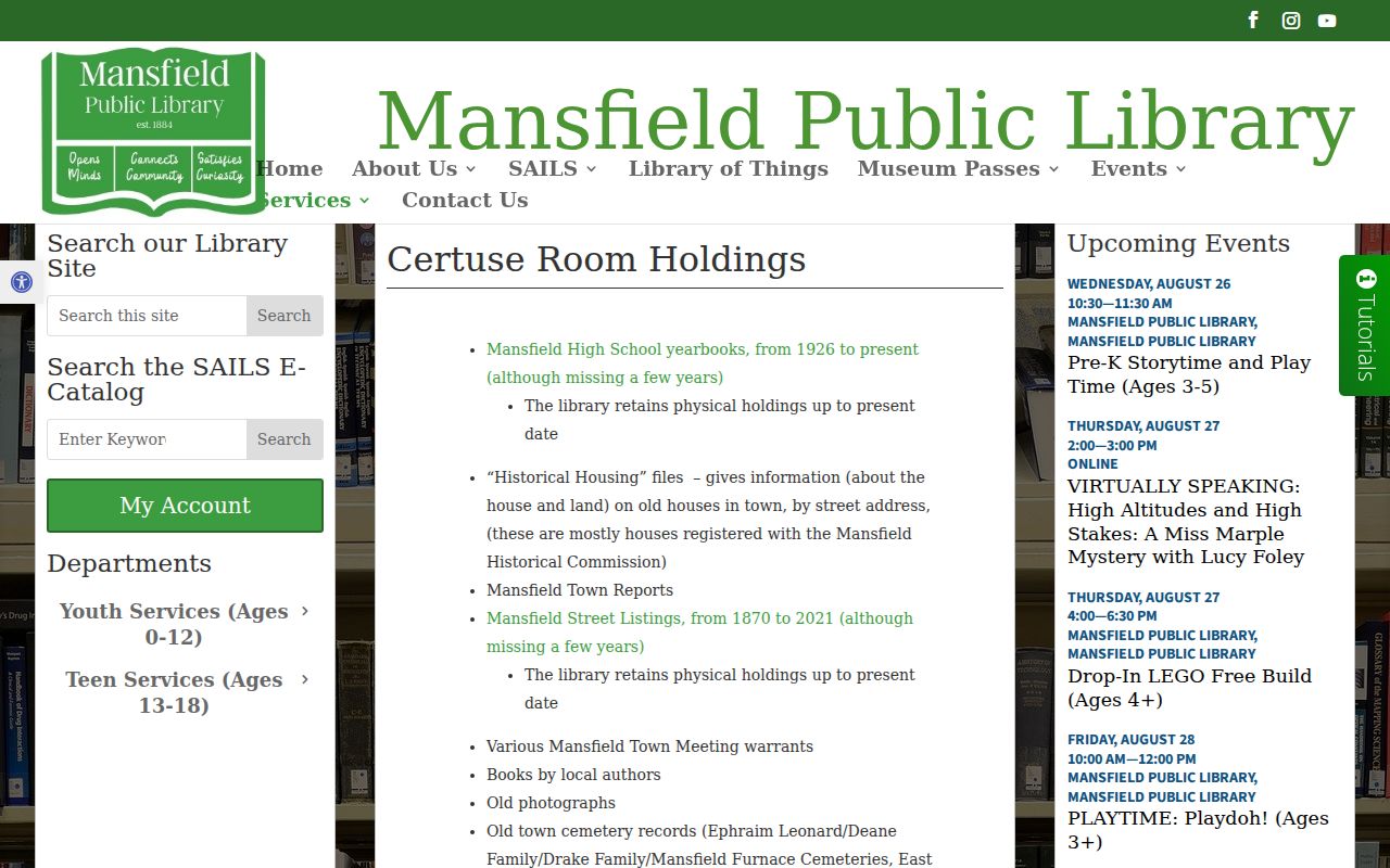 Mansfield city directory Certuse Room holdings