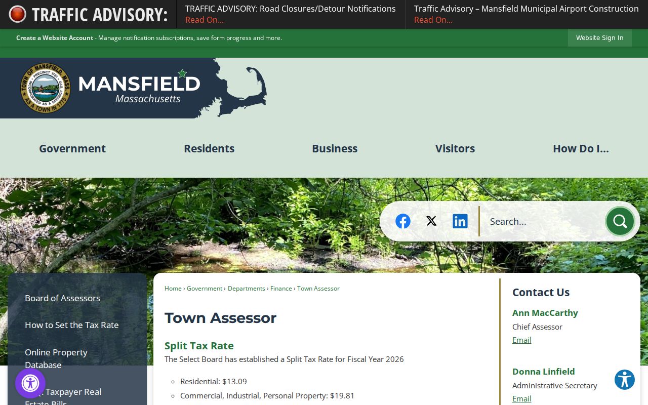 Mansfield neighbors Town Assessor abutters-list and map information