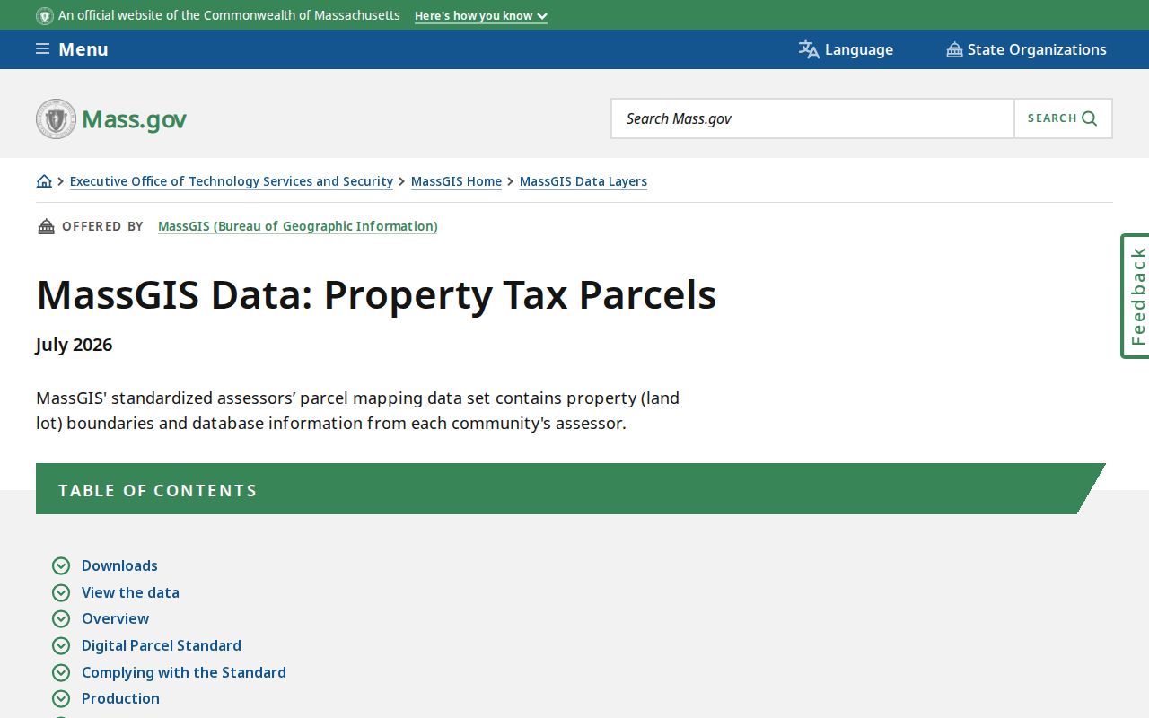 Mansfield neighbors MassGIS property-tax parcel data information